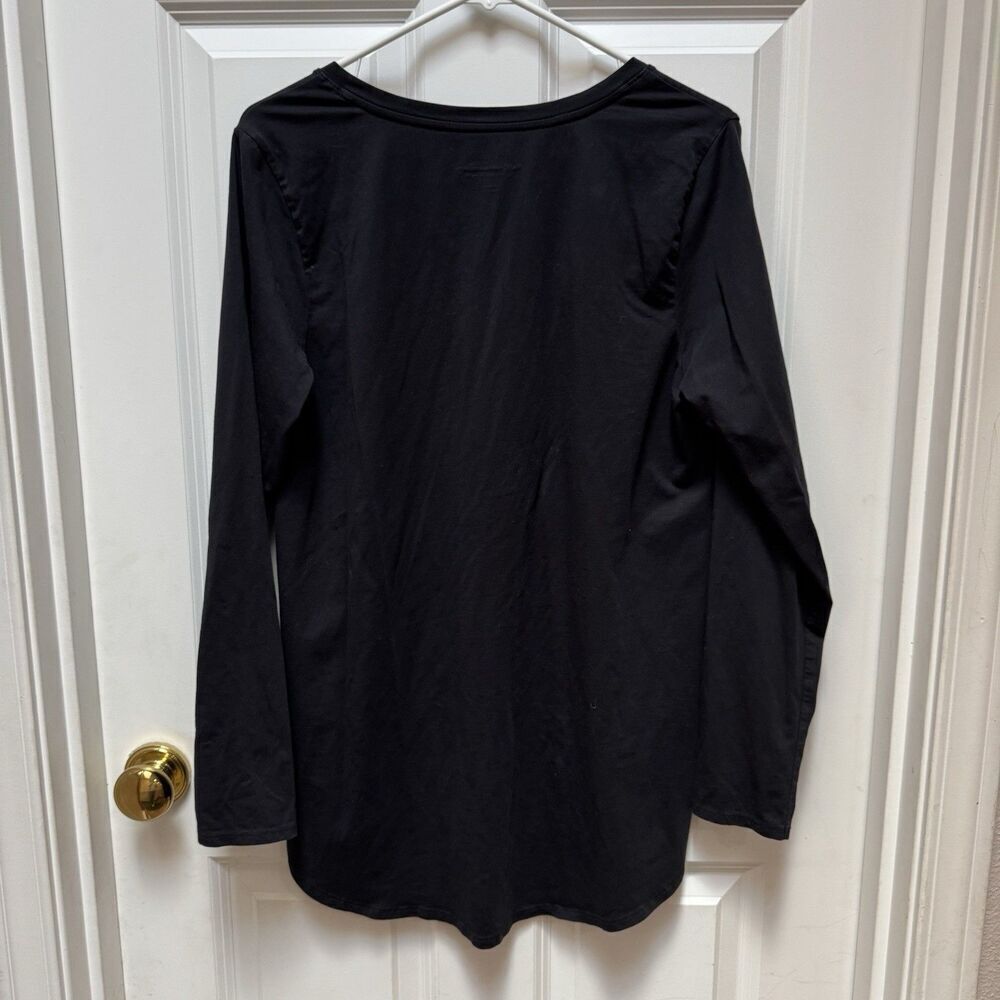 Soft Surroundings Women's Long Sleeve Isabel Pima Shirt Top Black Medium - Picture 2 of 6